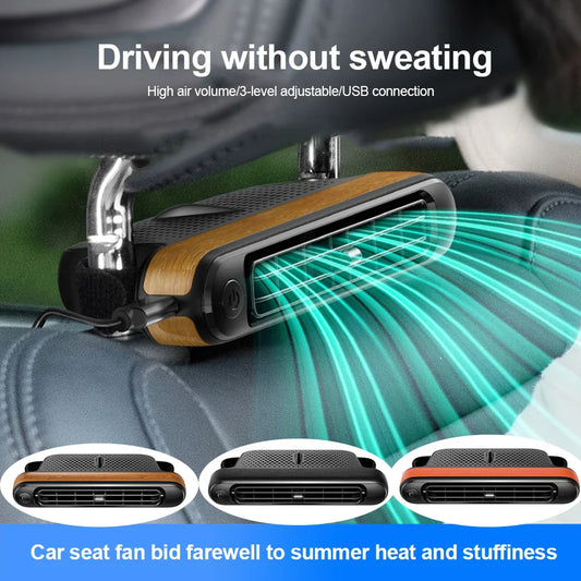 Portable Rear Seat Car Fan – 3-Speed Adjustable Interior Cooling Fan