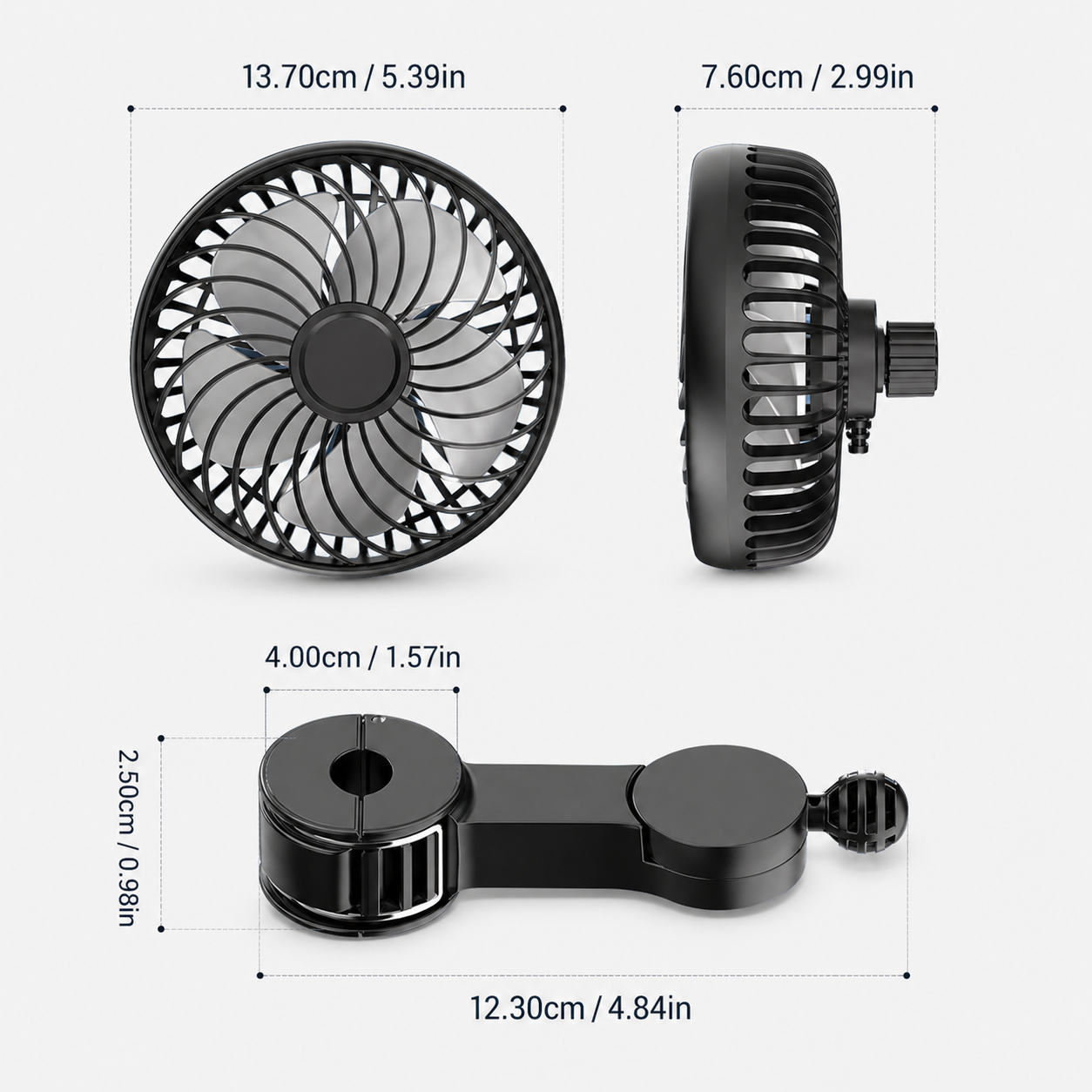 360° Clip-On Car Fan