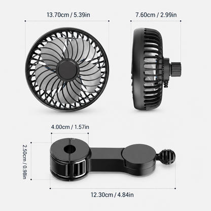 360° Clip-On Car Fan