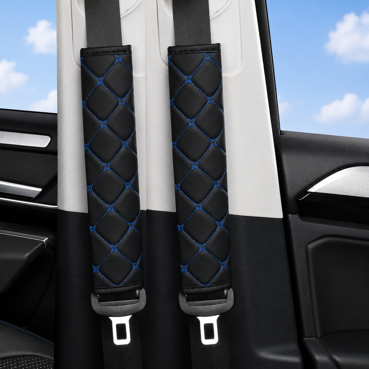 Diamond Stitch Seat Belt Covers (2-Pack)
