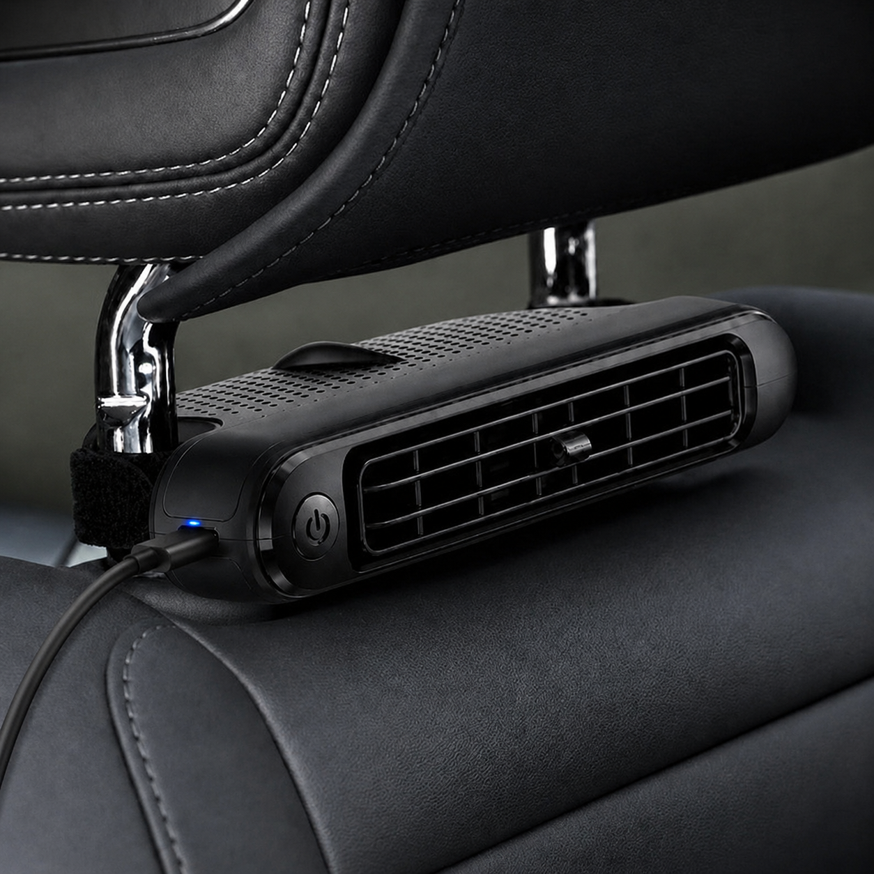 Car Headrest Fan – USB Rechargeable, 3-Speed Cooling for Front & Rear Seats