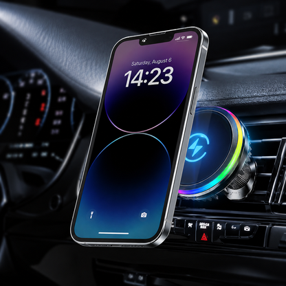 Car Phone Mount with Active Cooling – 15W MagSafe Wireless Charger | iPhone & Samsung