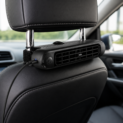 Car Headrest Fan – USB Rechargeable, 3-Speed Cooling for Front & Rear Seats